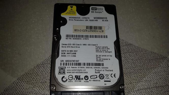 Hard disk wd800bevs 80gb