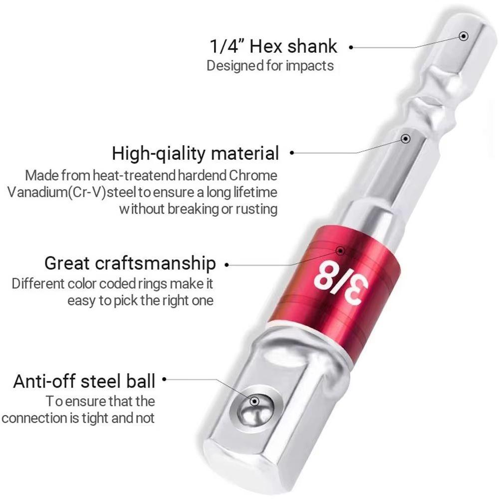 Set-3-Bit-adaptera-1-4--3-8--1-2--Chrome-Vanadium