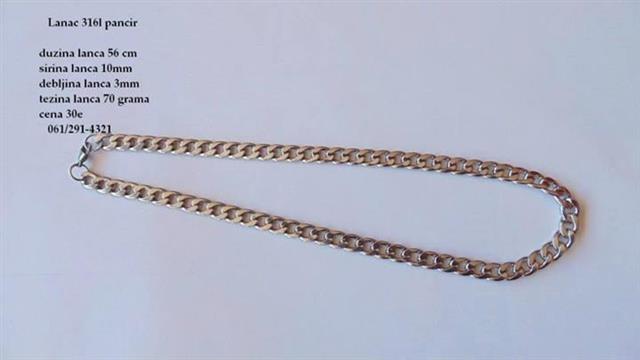 Lanac 316L pancir 70 grama