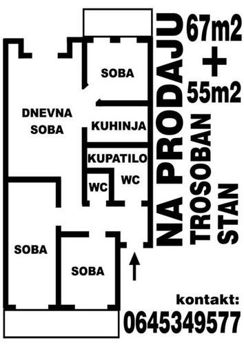 Stan 67m2+55m2 u Sapcu