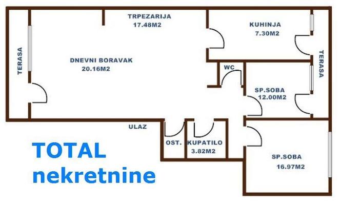 Trosoban stan nadomak centra grada