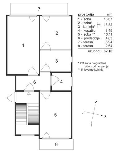 Stan 62m2 Voždovac Centar 2.5 I sprat
