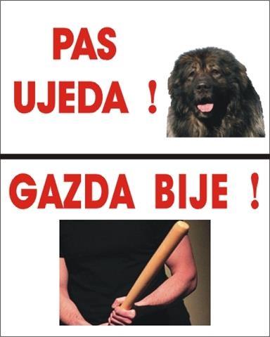 Pas ujeda gazda bije (nalepnice i table)