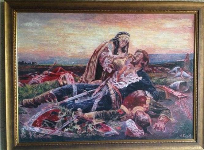 Kosovka devojka ulje na platnu