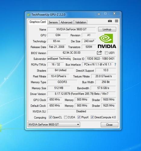 Nvidia 9600gt 512mb ddr3 256bit