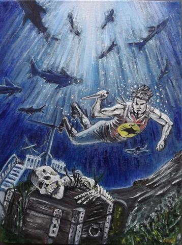 Zagor u okeanu, ulje na platnu