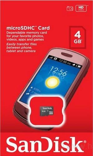 SanDisc Micro SDHC class 4 4GB
