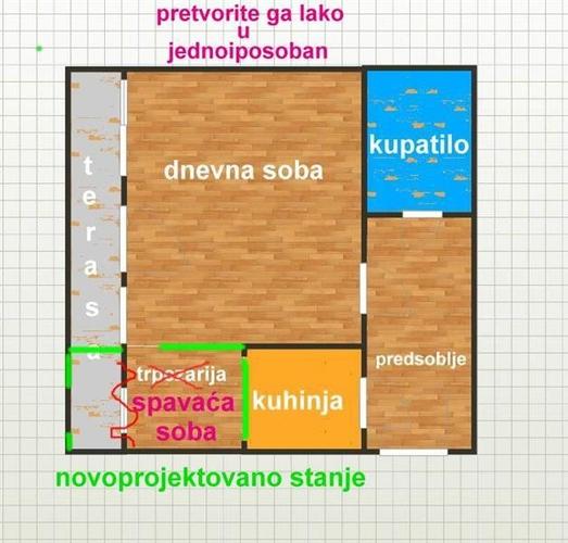 Jednoiposoban stan 45m2 blok 44, uknjizen