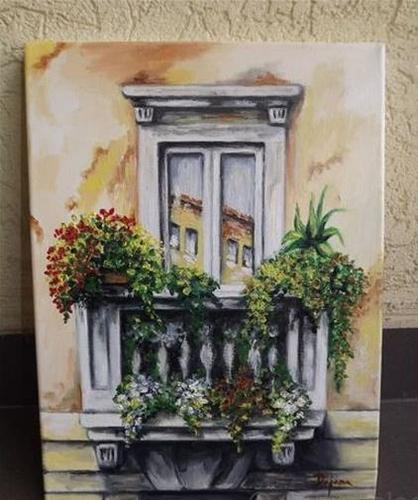 Balkon  ulje na platnu  uramljeno